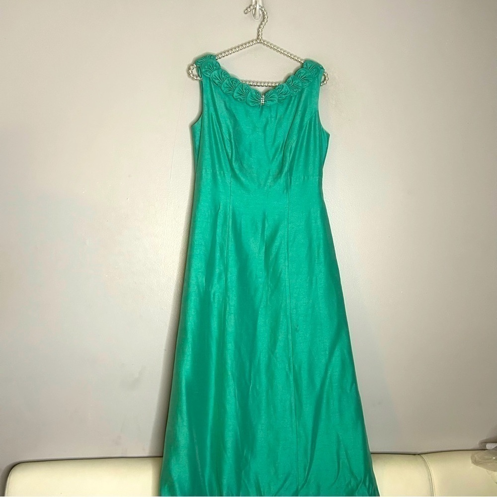 Vintage 60s House of bianchi mint green full Hepburn gown dress